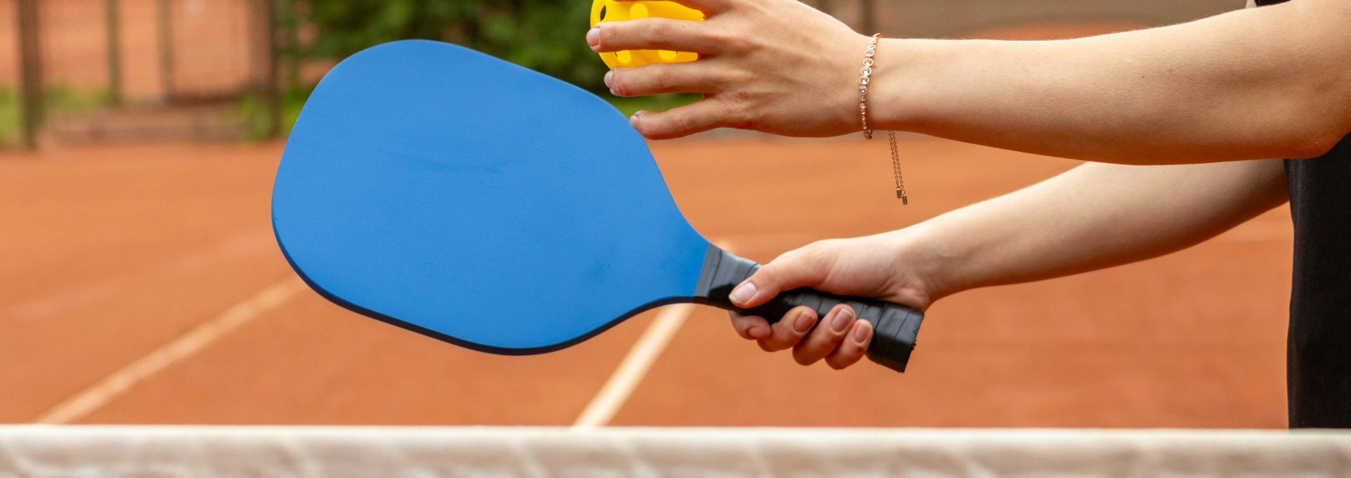 a person holding a tennis racket and a ball